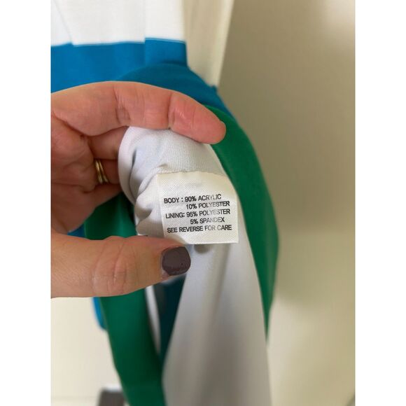 Misook Dress Women's M  Colorblock‎ Sleeveless Sheath Dress Tank knit blue green - Picture 7 of 11